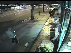 A screen shot of security camera footage captured by a 17th Avenue restaurant on the weekend.