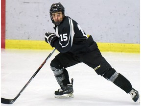 Tristen Nielsen takes part in Calgary Hitmen Training Camp at the Dan Hartman N. E. Sportsplex in Calgary, Ab., on Saturday, Aug. 27, 2016.