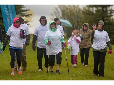 The finish line at the Ovarian Cancer Walk of Hope, at North Glenmore Park in Calgary, Alta., on Sunday, Sept. 11, 2016. Elizabeth Cameron/Postmedia