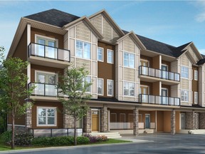 A rendering of the exterior of the new phase of Vantage Fireside by Calbridge Homes in Cochrane.