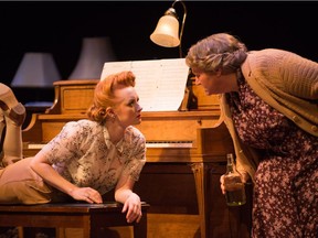 Allison Lynch as Marta and Elizabeth Stepkowski Tarhan as Margaret in Alberta Theatre Projects’ 2016 production of Waiting for the Parade by John Murrell.