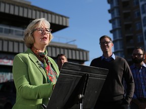 Donna Kennedy-Glans announces her bid for the provincial progressive conservative leadership outside a coffee shop in northwest Calgary on Thursday September 29, 2016.