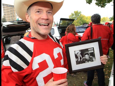 Tom Valentine honoured the late Norman Kwong at a tailgate party before CFL Labour Day Classic between the Calgary Stampeders and Edmonton Eskimos in Calgary on Monday September 5, 2016.