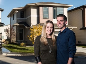 Melanie Gorman and Eric Lamoureaux with their new home in Walden.