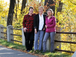 Foothills Hospital neonatal intensive care nurses from left; Cathy Martin, Heather Jepsen and April Raines were photographed along the Elbow River in Calgary on Wednesday Sept. 21, 2016. The trio are helping to organize a 50th anniversary for the NICU. Gavin Young/Postmedia