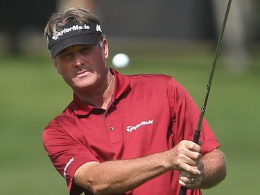 Todd Hamilton chips onto the 17th green  during the RBC Championship Pro-Am in the Shaw Charity Classic at Canyon Meadows Golf Club Thursday September 1, 2016.