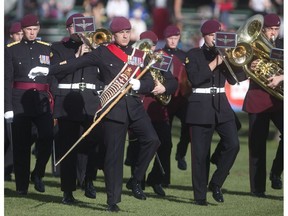 British Band of the Parachute Regiment. marches onto the International Ring Saturday September 10, 2016 during The Masters at Spruce Meadows.