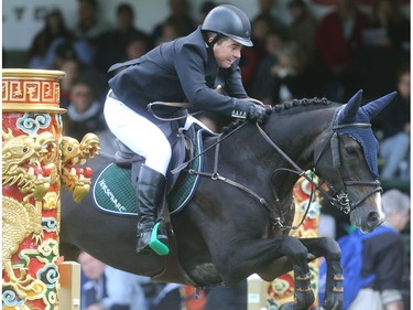 Irish rider Cian O'Connor takes Callisto to victory in the Suncor Energy Winning Round Saturday September 10, 2016 during The Masters at Spruce Meadows.