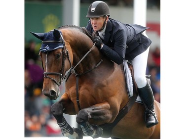 American rider McLain Ward and HH Azur rides to second place in the CP International Grand Prix Sunday September 11, 2016 on the final day of the Spruce Meadows Masters.