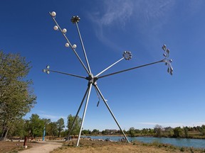 An osprey nest perches on the top of the Bloom sculpture on St. Patrick's Island on Sunday, May 15, 2016. Bloom was created by Montreal-born artist Michel de Broin, is a 7 storey high assembly of different street lights. GAVIN YOUNG/POSTMEDIA
