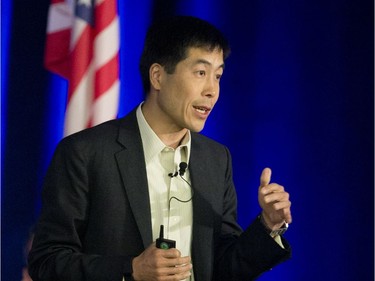 Michael Chui of the McKinsey Global Institute in San Francisco addresses the Global Business Forum on Labour and Technology, Friday September 30, 2016 at the Banff Springs Hotel.