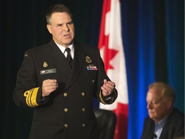 Vice Admiral Ron Lloyd, Commander of the Royal Canadian Navy, addresses the Global Business Forum on the Shifting Security Environment Thursday September 29, 2016 at the Banff Springs Hotel.