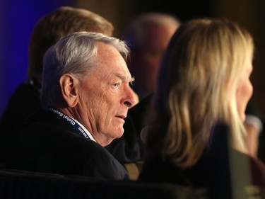 Dick Pound, an IOC member, listens during The Future of Sports panel at Global Business Forum Friday September 30, 2016 at the Banff Springs Hotel.