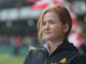 Calgary rider Kara Chad looks out over the International Ring at Spruce Meadows during The Masters Thursday  September 8, 2016.