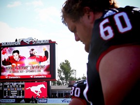 Stampeders pay tribute to CFL great Norman (Normie) Kwong , who died last Saturday at age 86 before a game against the Edmonton Eskimos in CFL football in Calgary, Alta., on Monday, Sept. 5, 2016.