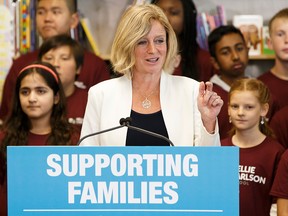 Alberta Premier Rachel Notley speaks at the opening of Nellie Carlson School, a brand new K-9 school, in Edmonton, Alberta on Thursday, September 1, 2016. Ian Kucerak / Postmedia