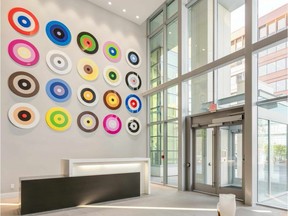 Qualex-Landmark's Mark on 10th won two awards at the 2016 Awards of Excellence in Housing. The art in the building's lobby is by Canadian artist Douglas Coupland.