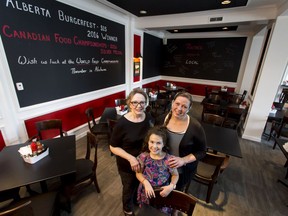 Erin Mueller, her mother Kelly Hanson and daughter Maren Mueller pose for a photo in Naina's Kitchen in Calgary.