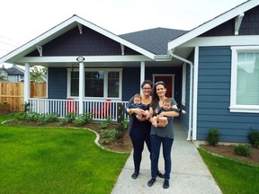 From left, Katrina Kaboly and Benjamin; Tanya Helle and Avery. Kaboly and Helle sold their condo in Vancouver and bought a new home in Carlisle Lane, a development on Vancouver Island, to raise their two boys.