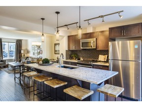 The kitchen in the Carmine show home at The Link in Evanston by Brookfield Residential.