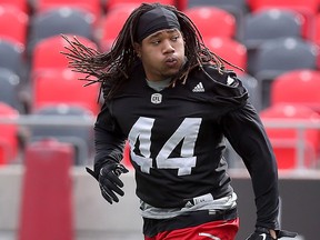 Ottawa RedBlacks Taylor Reed during practice at TD Place in Ottawa on Sept. 14, 2016.