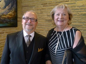 Outgoing Canadian Home Builders' Association-Alberta CEO Jim Rivait, with incoming interim-CEO Donna Moore at the BUILD conference at the Fairmont Jasper Park Lodge.