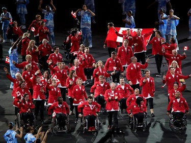 Team Canada enters the opening ceremonies of the Rio Paralympics in Rio De Janerio, Brazil  on Tuesday September 6, 2016. Leah hennel/Postmedia