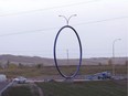 Calgary, AB: September 25, 2013 — Mystery circle on Airport Trail bridge. Photo courtesy John Chandler.