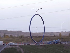 Calgary, AB: September 25, 2013 — Mystery circle on Airport Trail bridge. Photo courtesy John Chandler.