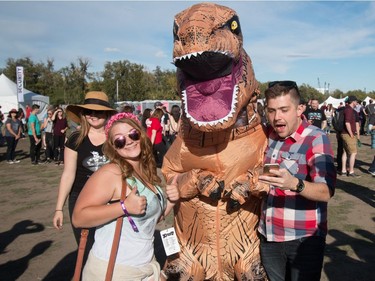 Posing with Rex at X-Fest at Fort Calgary in downtown Calgary, Ab., on Saturday September 3, 2016.