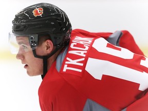 Flames prospect Matthew Tkachuk during the Flames development camp at Markin MacPhail Centre in Calgary, Alta., on Tuesday, July 5, 2016. AL CHAREST/POSTMEDIA