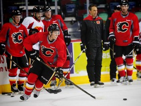 Calgary Flames prospect Matthew Tkachuk during his first NHL hockey camp in Calgary, Alta., on Friday, September 23, 2016. AL CHAREST/POSTMEDIA