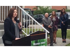 Associate health minister Brandy Payne speaks Tuesday at the opening  of the CARE for Women addictions treatment program. Photo by James Wood/Postmedia