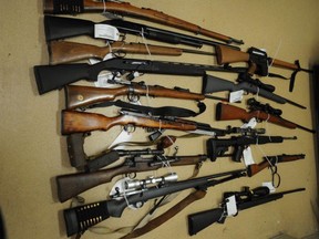 Several firearms were seized from a residence where RCMP say they found $500,000 in stolen goods.