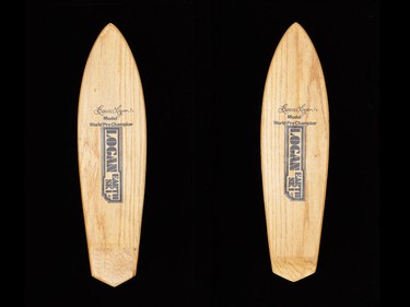 Logan Earth Ski Bruce Logan model Solid-oak board, mid-to-late 1970s.
