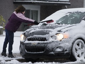 This picture is from Saskatoon, but get the idea. askatoon residents like Lauren Vaillant were cleaning their cars and driving in slippery conditions this week.