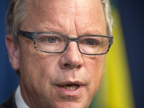 SASKATOON, SASK.; OCTOBER 11, 2016 - 1012 news brad wall  Saskatchewan Premier Brad Wall at a scrum in the Saskatoon cabinet office speaking of his intentions to continue to reject the federal carbon tax,  October 11, 2016. (GordWaldner/Saskatoon StarPhoenix)