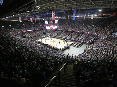 The Toronto Raptors and Denver Nuggets play a NBA preseason game to sold out Scotiabank Saddledome in Calgary on Monday Oct. 3, 2016.