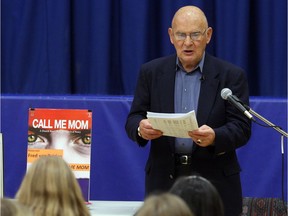 FILE PHOTO: CALGARY, AB: OCTOBER 28, 2009 — Holocaust survivor Fred van Zuiden speaks to a group of Grade 8 students today who talked about his experiences during the Second World War at the Foundations for the Future Charter school.