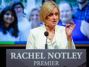 Alberta Premier Rachel Notley delivers her state-of-province speech in Calgary on Wednesday, Oct. 19, 2016.