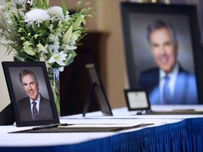 A book of condolences for former premier Jim Prentice was set out for the public to sign at the McDougall Centre in downtown Calgary on Monday October 17, 2016.
