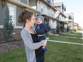 Kayla Pugh and her son Carsen Thompson at their home in West Townes, in Cochrane.