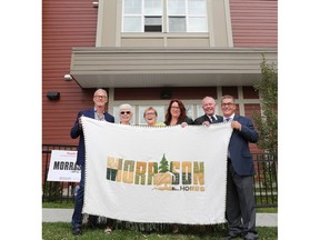 From left to right: Al Morrison, chairman, Morrison Homes; Irene Morrison; Diana Krecsy, president and CEO of the Calgary Homeless Foundation; Heather Morley, vice-president of programs and services at the YWCA of Calgary; Alan Norris, president and CEO, Brookfield Residential and chair of the Resolve Campaign; and Rob Kennedy, president of Morrison Homes Multi-Family Division.