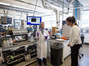Federal Science Minister Kirsty Duncan tours a lab at the University of Calgary after announcing a new competition for 11 Canada Excellence Research Chair positions.