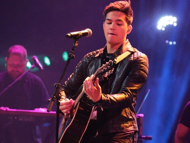 Singer Tyler Shaw performs during the WE Day event at the Scotiabank Saddledome in Calgary on Wednesday October 26, 2016.