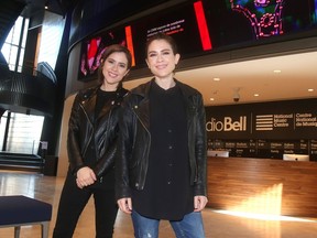 Tegan and Sara (Sara on the left) arrive at Studio Bell in the National Music Centre where they appeared in the ATB Storytellers Series Thursday October 6, 2016.  (Ted Rhodes/Postmedia Calgary)