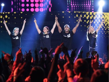 We Day dancers fire up the crowds during the WE Day event at the Scotiabank Saddledome in Calgary on Wednesday October 26, 2016.