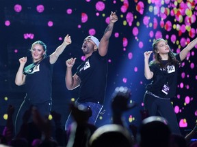 We Day dancers fire up the crowds during the WE Day event at the Scotiabank Saddledome in Calgary on Wednesday October 26, 2016.  GAVIN YOUNG/POSTMEDIA