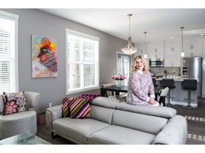 Dana Helgestad in her new townhome at Sonoma at Nolan Hill by Morrison Homes Multi-Family Division.