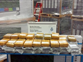 Some of the suspected cocaine seized form commercial trucks trying to cross into Canada in October 2016.